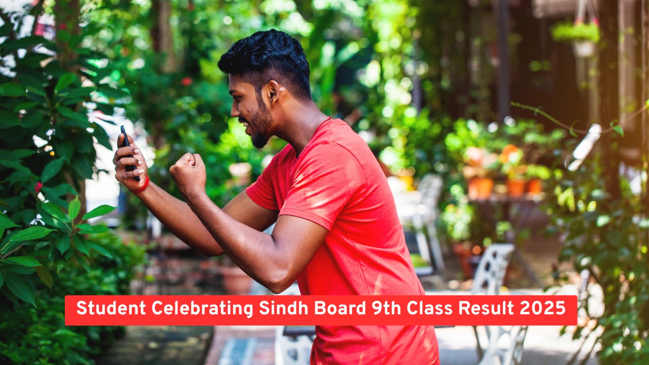 student celebrating Sindh Board 9th Class Result 2025