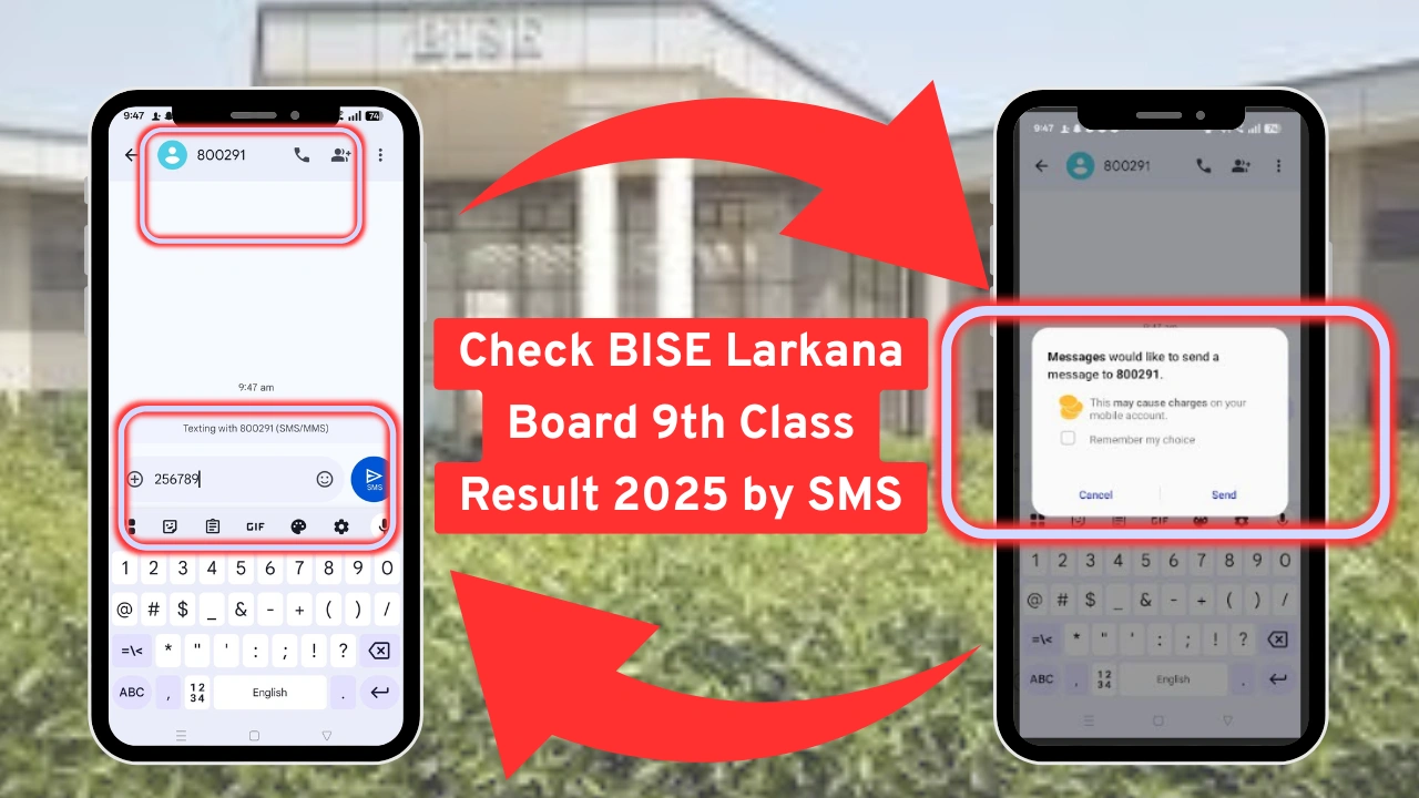 Check BISE Larkana Board 9th Class Result 2025 by SMS